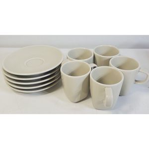 Set of 5 Ikea  365+ Susan Pryke Cream Dematasse Espresso Cups & Saucers